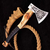Custom Battle Axe Viking Hatchet Personalized Carved Axe Hand Forged Woodsman Camping Axe (Tomahawk Axe-88)