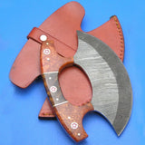 Custom Handmade Damascus Kitchen Knife7 Inches Damascus Steel Pizza Cutter Chopping Boning Cutting Knife (Ullu Knife-17)