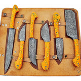 Custom Handmade Professional of Damascus Steel Kitchen Chef Knife Set Cutting Knife With Leather Sheath (Chef Knife-40)