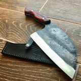 Handmade Custom Carbon Steel Kitchen Knife Set Damascus Blade Butcher and Chef Cleaver with Wood Handle for Vegetables Meat (Nakiri Knife-49)
