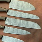 Custom Handmade Damascus Steel 5 Pcs Chef Knife Sets and Kitchen Knife Set with Leather Protected Cover (Chef Knife-42)