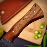Professional Chef's Handmade Nakiri Meat Cleaver High Carbon Steel Kitchen Knife VG10 Wood Free Leather Sheath (Nakiri Knife-56)