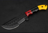High Quality Black Tracker Bus Craft Knife with D2 Steel Blade Resin Sheath Handle Bamboo Scissors Leather Sheath Hunting Tools (Tracker Knife-22)