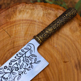 Alice Madness Knife Handmade Stainless Steel With Etching New Design Metal Handle Chef Knives, Fantasy Knife, Display Knife (Chef Knife-95)