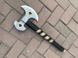 High-Quality Stainless-Steel Construction Hand Forged Axe head Wooden Handle Wrapped in Black leather. (Tomahawk Axe-20)