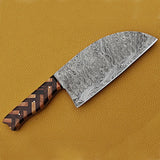 Professional High Quality Damascus Steel Chef Cleaver Stainless Steel Handle Leather Sheath Meat Kitchen Use (Nakiri Knife-28)