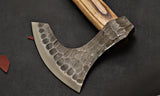 High Quality Handmade High Carbon Steel Axe Head Hatchet Beautiful Pattern Wood Handle with Leather Sheath for Outdoor Use (Tomahawk Axe-62)
