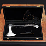 Stylish Handmade High Carbon Steel Axe with Black Handle Wooden Box and Accessories Perfect Gift for Campers. (Tomahawk Axe-13)