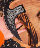 Handmade Viking Stainless Steel Kitchen Knife Damascus Blade Pizza Cutter Slicer Premium Pizza Cutting Tools (Pizza Axe-18)
