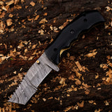 Custom Handmade Damascus Steel Folding Knife with Leather Sheath Pocket Back Lock and Tactical Tools EDC Usage OEM Support (Folding Knife-17)
