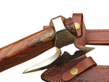 High Quality Handmade High Carbon Steel Axe Head Hatchet Beautiful Pattern Wood Handle Leather Sheath for Outdoor Use Industrial (Tomahawk Axe-52)