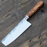 Customized High Quality Damascus Kitchen Cleaver Butcher Knife Carbon Steel with Leather Sheath Boning Knife (Nakiri Knife-93)