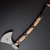 High Quality Handmade Damascus Steel Axe Head Hatchet Axes Hand Forged Beautiful Pattern With Leather Sheath (Tomahawk Axe-34)