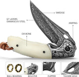 Custom Handmade Top Quality Damascus Steel Camping Knife Rose Wood Handle Pocket Knife Folding Knives (Folding Knife-49)