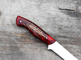 D2 Handmade 8-inch Chef Knife with Red Resin Pinecone Handle Kitchen Cooking Carbon Steel Fillet Knife Stainless Steel Blade (Chef Knife-135)