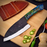 Hand Forged 1095 High Carbon Steel Kitchen Knife Chef's Cleave Meat Cleaver with Leather Sheath Utility for Slicing (Nakiri Knife-60)
