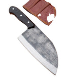 Professional 1095 High Carbon Steel Hand Forged 8-inch Nakiri Meat Cleaver Kitchen Chef Knife Leather Slicing Utility Handmade (Nakiri Knife-53)
