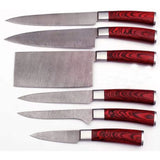 Handmade Custom Damascus Steel Chef Knife Set - Beautiful Design Multipurpose Set with Leather Sheath (Chef Knife-56)