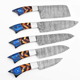 Handmade Custom Damascus Steel Chef Knife Set with Pure Leather Sheath Kitchen and Dining Knife Collection (Chef Knife-50)