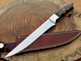 Handmade Custom Fillet Knife D2 Steel Blade Rose Wood Handle With Leather Cover Kitchen Knives (Chef Knife-133)