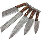 Custom Handmade High Quality Hand Forged Damascus Steel Chef Kitchen Knife Set Blade With Leather Bag (Chef Knife-19)