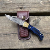 Hot Sale Custom Handmade Damascus Steel Folding Pocket Knife Beautiful Outdoor Camping (Folding Knife-19)
