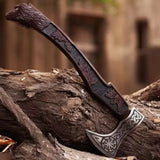 High Carbon Steel Hunting Sharp Blade Viking Axe Handmade Engraving Wood Handle Camping Hunting Survival Axe (Tomahawk Axe-47)