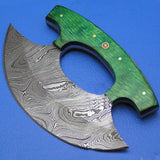 Pizza Cutter Kitchen Stainless Steel Chef's Knife Damascus Blade Leather Sheath for Chopping Bone Kitchen (Ullu Knife-16)
