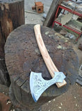 Functional Hand Forged Viking axe Handmadmade with Carbon Steel, Powder Coated Axe, Outdoor Axe, Gift for Men and Women. (Tomahawk Axe-5)