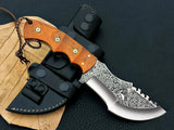Handmade D2 Steel Tracker Knife Engraved Fixed Blade Hunting Knife EDC Scout Carry Knives with Micarta Sheath Handle (Tracker Knife-24)