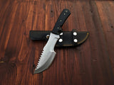 Custom Size D2 Steel Blade Tracker Fixed Blade Knife Micarta Handle with Comfortable Grip Cowhide Leather Pouch Camping Knives (Tracker Knife-21)