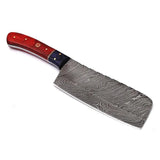 Custom Handmade Damascus Steel Chef Cleaver Professional Kitchen Knife with Stainless Steel Handle and Leather Sheath (Nakiri Knife-97)