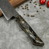 Custom Handmade Carbon Steel Blade Resin Handle Beautiful Kitchen Chef Knife With Leather Sheath (Chef Knife-129)