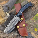 Factory Hot Selling Outdoor Portable Tactical Survival Hunting Knife Damascus Steel Wooden Handle Knives (Tracker Knife-5)
