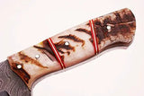 Handmade Custom 8-Inch Damascus Steel Skinner Knife High Quality Stainless Kitchen Chef Knife Wood Camping Outdoor Activities (Skinner Knife-13)