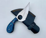High Quality D2 Stainless Steel Skinning Knife Damascus Steel Finger Support Gut Hook Blades Kitchen Chef Usage Hunter Knife (Skinner Knife-8)