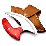 Custom Handmade Carbon Steel Kitchen Knife 7 Inches Carbon Steel for Chopping Boning Cutting With Leather Sheath (Ullu Knife-10)