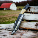 New Design 2025 Custom Handmade D2 Steel Bowie Knife With Camel Bone & Bull horn handle Perfect Premium Leather Sheath. (Bowie Knife-3)