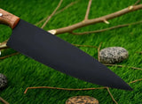 Professional Handmade Kitchen Knife High Quality Stainless Steel Damascus Blade Phosphate Black Coating PP Wood Leather Sheath (Chef Knife-100)