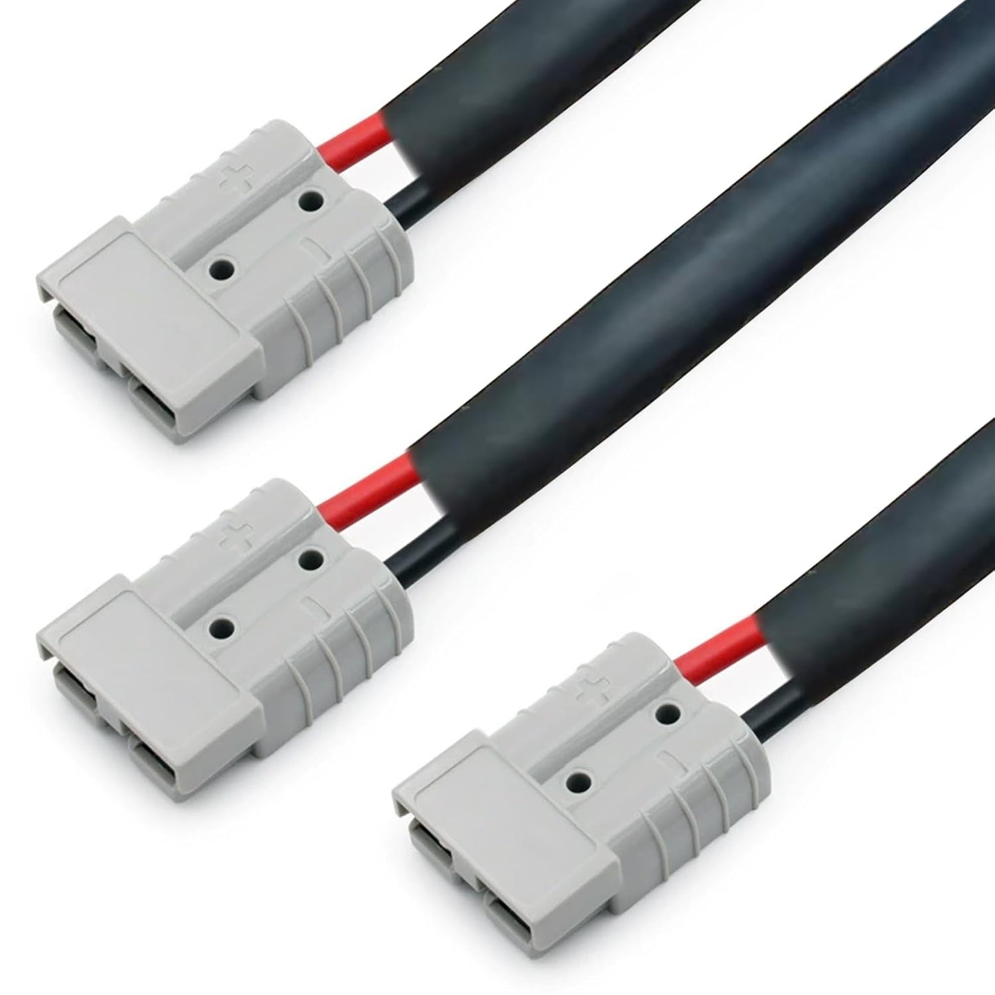 50 Amp Anderson Double Y Splitter Cable, 1 to 2 Anderson Plug Connector Double Y Adapter, 10 AWG 6mm Battery Cable for Car, RV, Truck, Trailer, Winch, Forklift, Solar & Wind Systems (1 pcs)