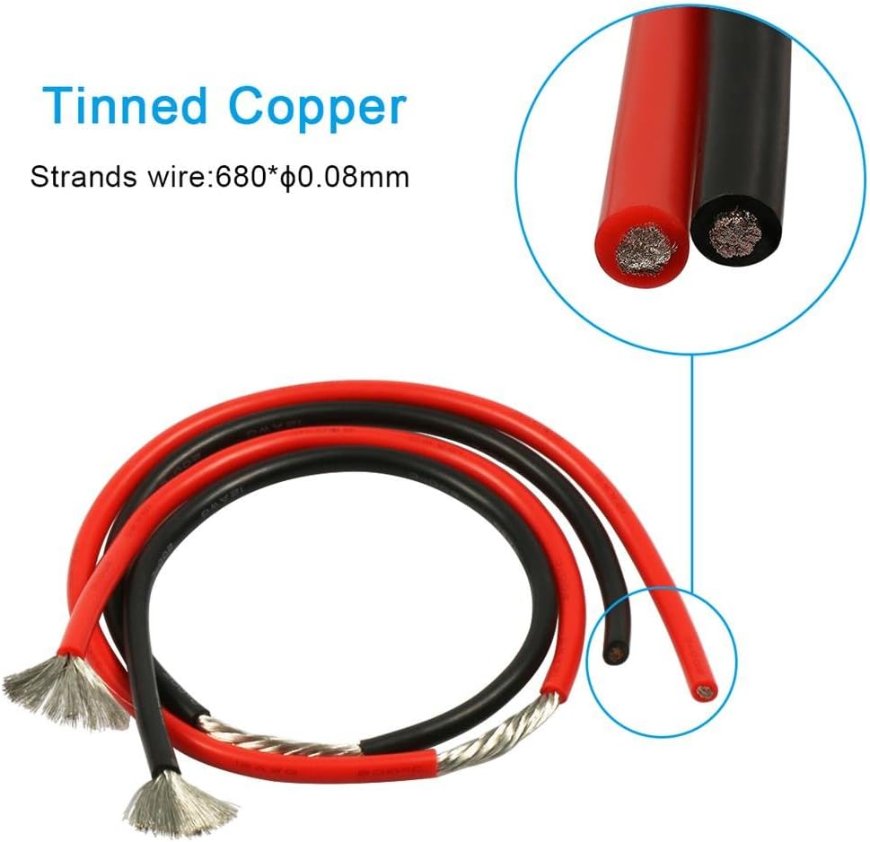 12 Gauge Silicone Wire Ultra Flexible 20 feet high Temp 200 deg C 600V 12 AWG Silicone Wire 680 Strands of Tinned Copper Wire Stranded Wire Model Battery Cable Black and Red Each Color 10 ft