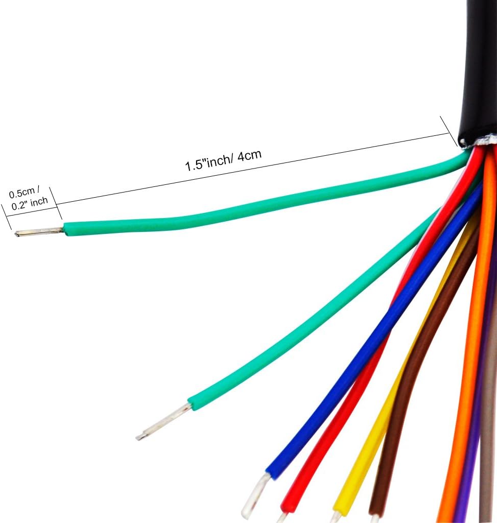 iKKEGOL Pack of 2 16 Pin J1962 OBD2 OBD-II Male Connector to Open Plug Wire, OBD Diagnostic Extension Cable Pigtail for DIY x 2 (60cm 24"" inch, 2ft)