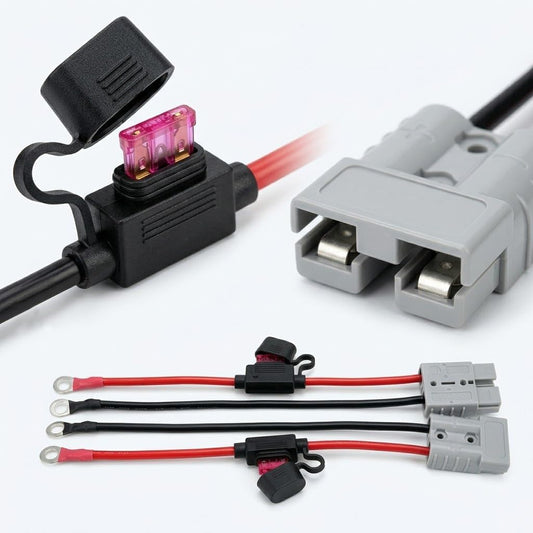2PCS Fused Anderson Plug Connector Lead 50amp Plug to 8mm Lugs, 10 B&S 60 amp Cable Lead 250 mm
