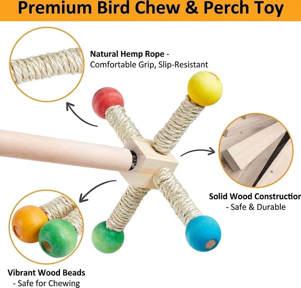 Bird Stand Perch Toy, Interactive Spinning Parakeet Toys