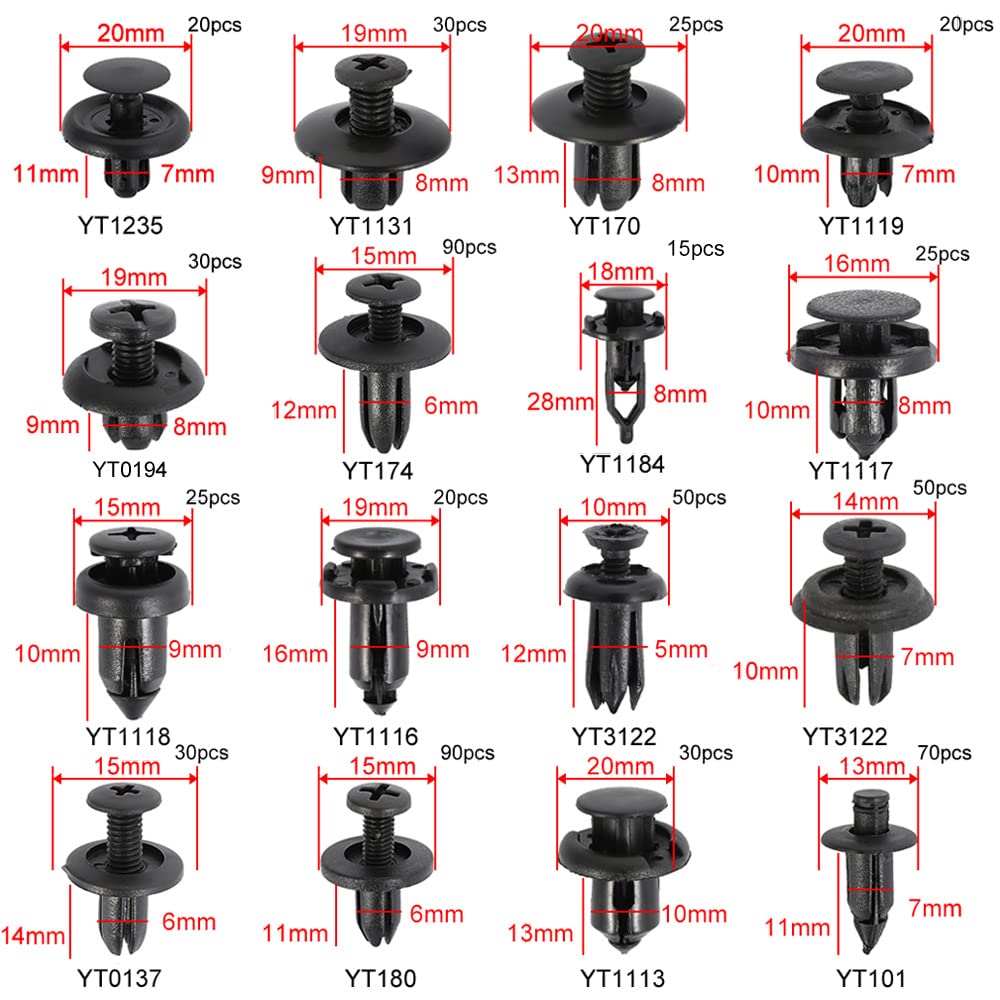 625Pcs Car Clip Set, Automotive Push Pin Retainer Clips Kit with Removal Tool, 16 Most Common Sizes, Door Trim Panel Fasteners Rivets Assortment for Car, Truck, SUV
