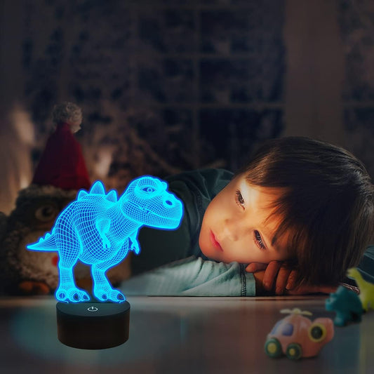 FULLOSUN 3D Dinosaur Bedside Lamp, T-rex Illusion Led Night Light 16 Colors Changing Remote Control Novelty Child's Room Decor Xmas Birthday Presents for Kids Baby Boy
