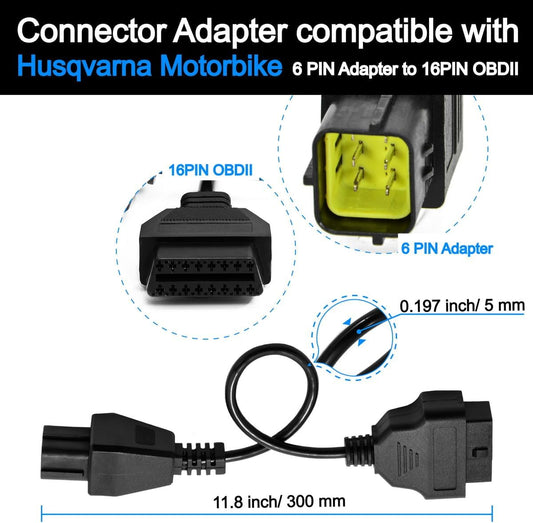 16 Pin 6 Pin OBD2 OBDII Motorcycle Diagnostic Cable Adapter Compatible with Husqvarna