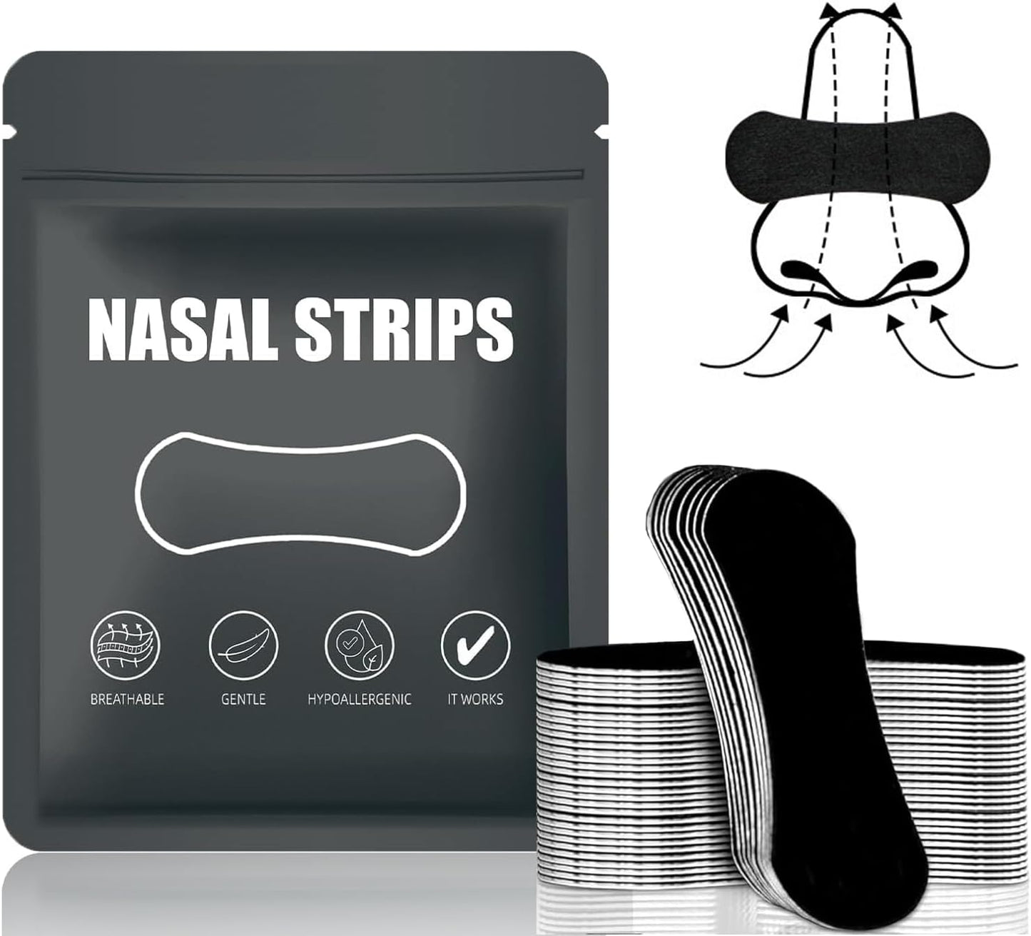 Nose Strips, Nasal Strips for Sleeping (60 Count) - Anti Snoring Nose Strips for Breathing for Sleeping Stop Snoring Aids for Men Women Nose Breathing Strips, Reduce Snoring, Improve Sleep Quality