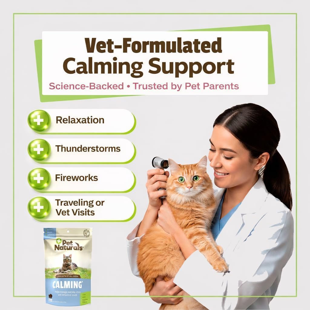 Pet Naturals Calming Chews for Cats, 30 Chews - Behavioral Support and Anxiety Relief for Travel, Boarding, Vet Visits and High Stress Situations