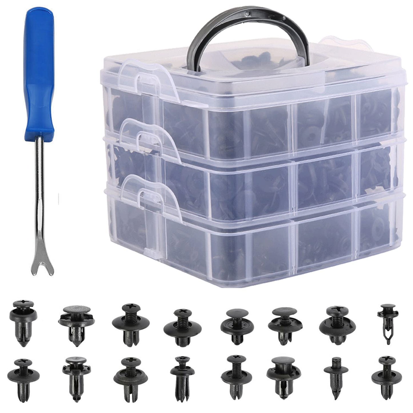 625Pcs Car Clip Set, Automotive Push Pin Retainer Clips Kit with Removal Tool, 16 Most Common Sizes, Door Trim Panel Fasteners Rivets Assortment for Car, Truck, SUV